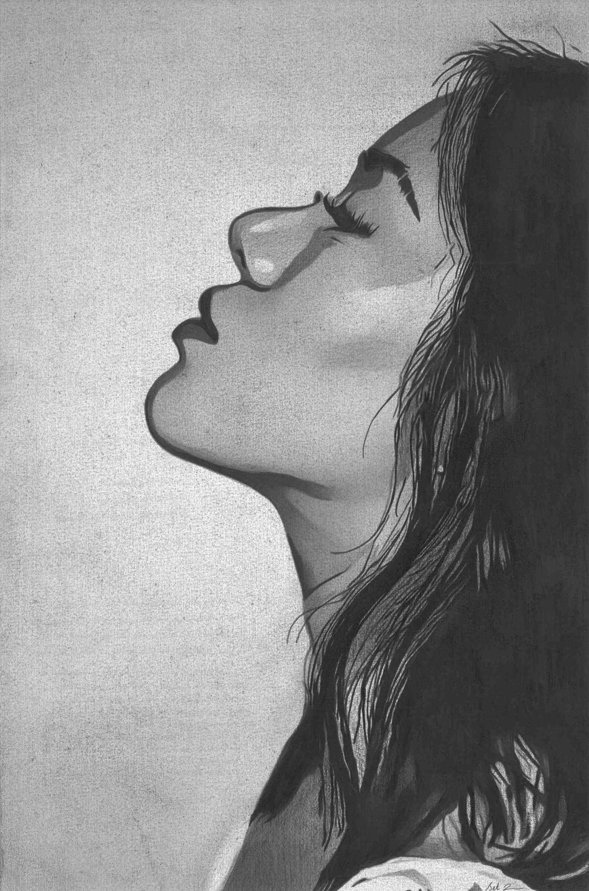 Elizabeth Lizzie Jennemann - Seth Jennemann Pencil Pop Art Portrait Drawing - "Wait" - Asian Woman Artwork