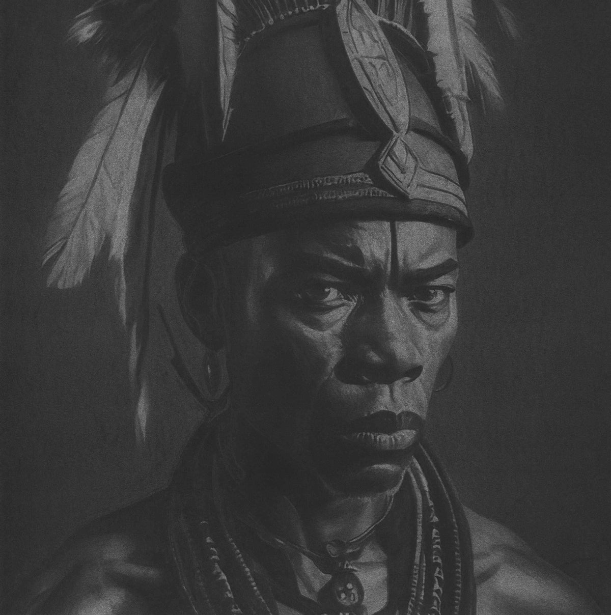 Seth Jennemann Portrait Fine Art Drawing - African Tribesman Adisa