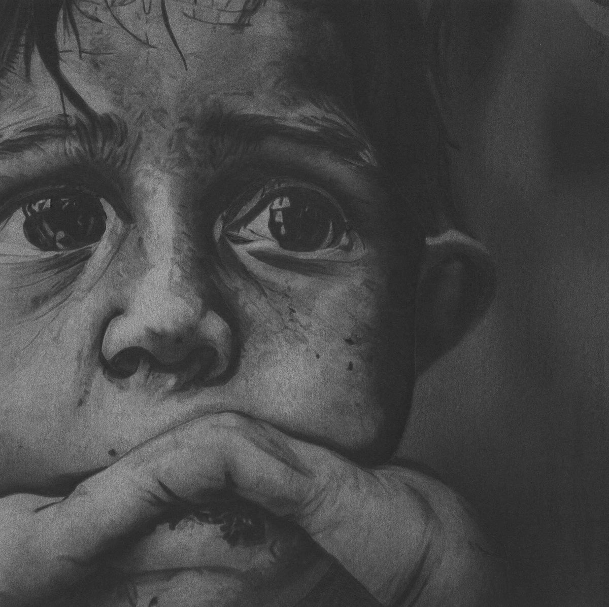 Seth Jennemann Fine Art Portrait Drawing - Chernobyl Kid - Deformed Kid Portrait Drawing