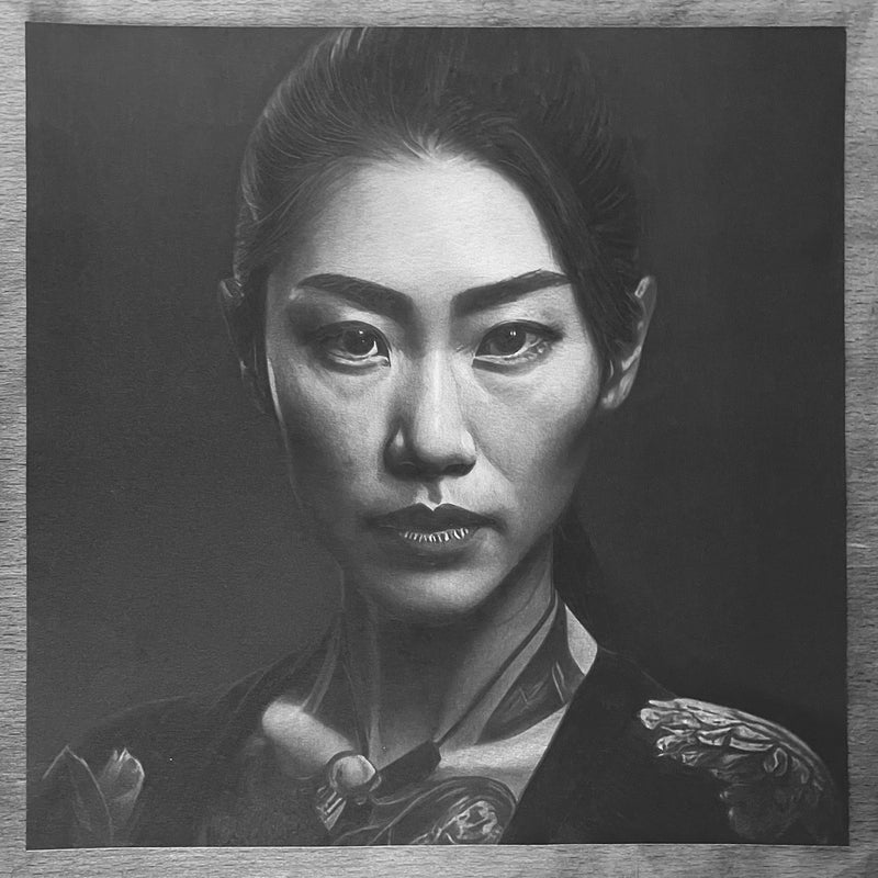 Seth Jennemann Portrait Fine Art Drawing - Dark End of the Street - Chinese Asian Woman Drawing - Uncropped