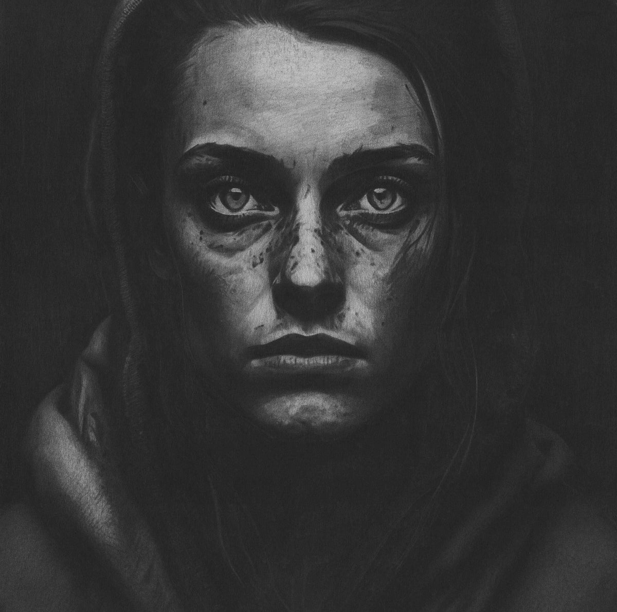 Seth Jennemann Fine Art Portrait Drawing - Artwork of Homeless Woman Age 22