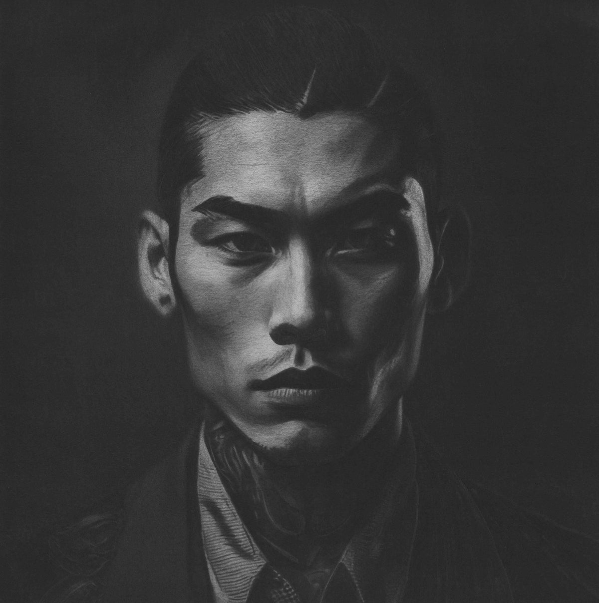 Seth Jennemann Fine Art Portrait Drawing - Kanato - Japanese Asian Man Drawing
