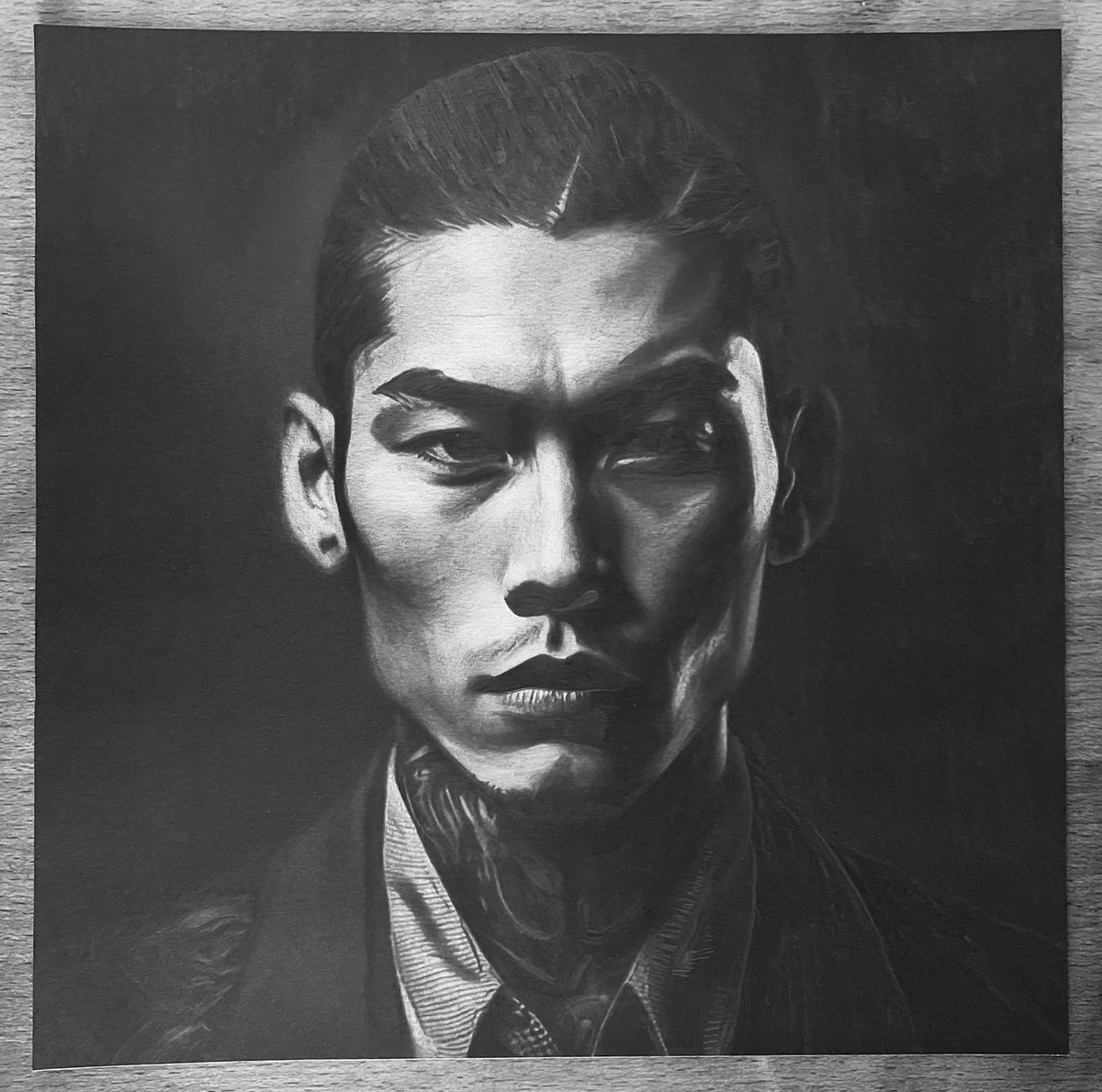 Seth Jennemann Fine Art Portrait Drawing - Kanato - Japanese Asian Man Drawing - Uncropped