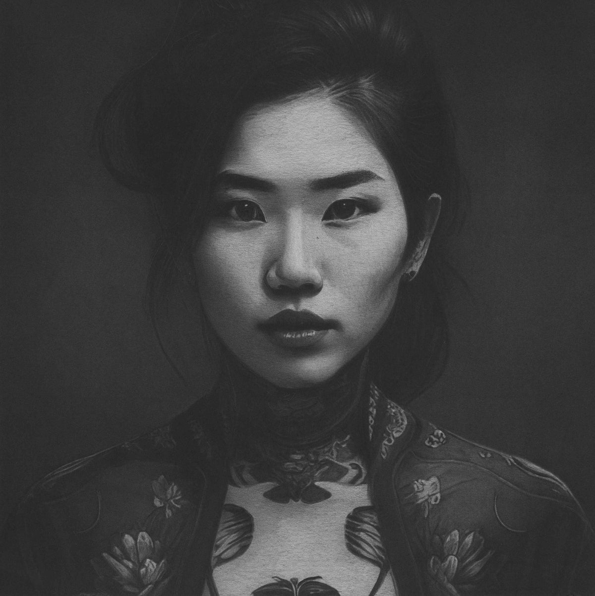 Seth Jennemann Portrait Fine Art Drawing - Still Falling - Chinese Asian Woman Drawing